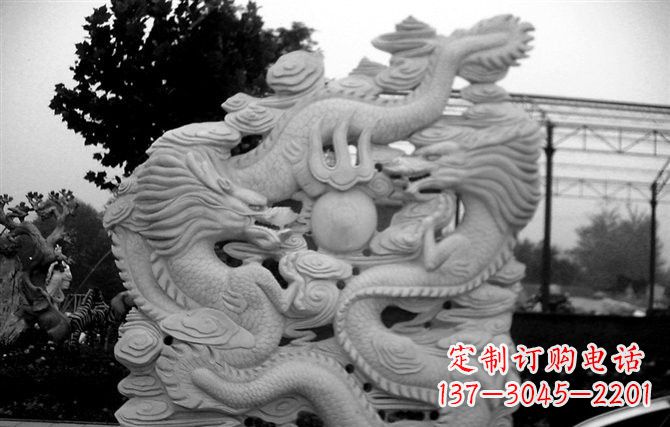 泉州大理石双龙戏珠雕塑