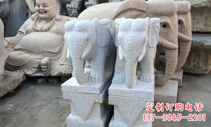 泉州大理石招财进宝门口大象石雕