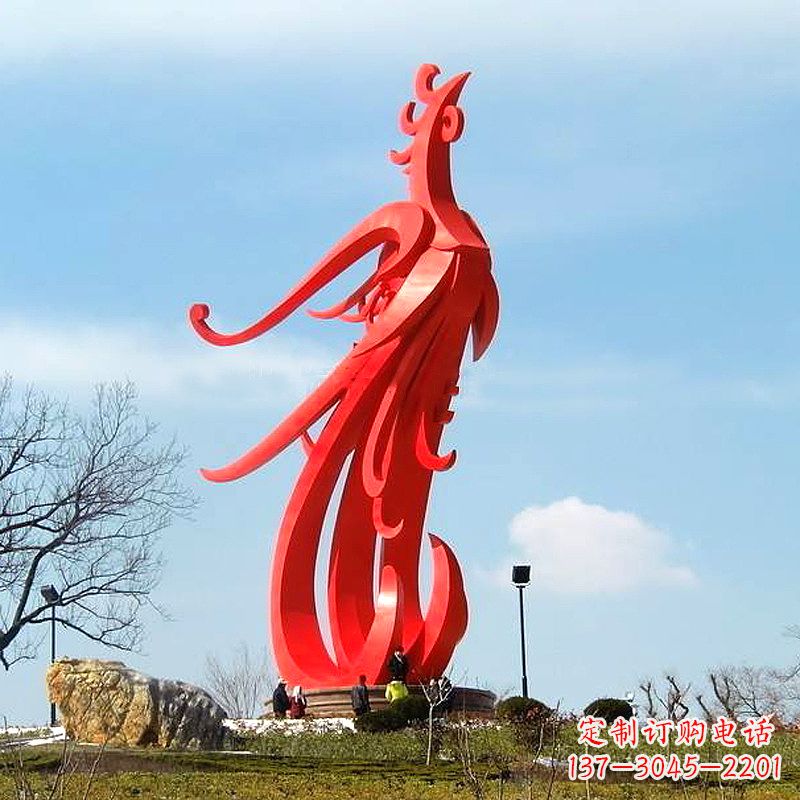 泉州大型不锈钢凤凰雕塑-景区景点神兽动物景观雕塑