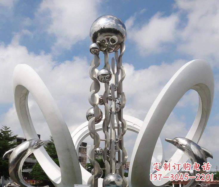 泉州精致不锈钢海豚雕塑