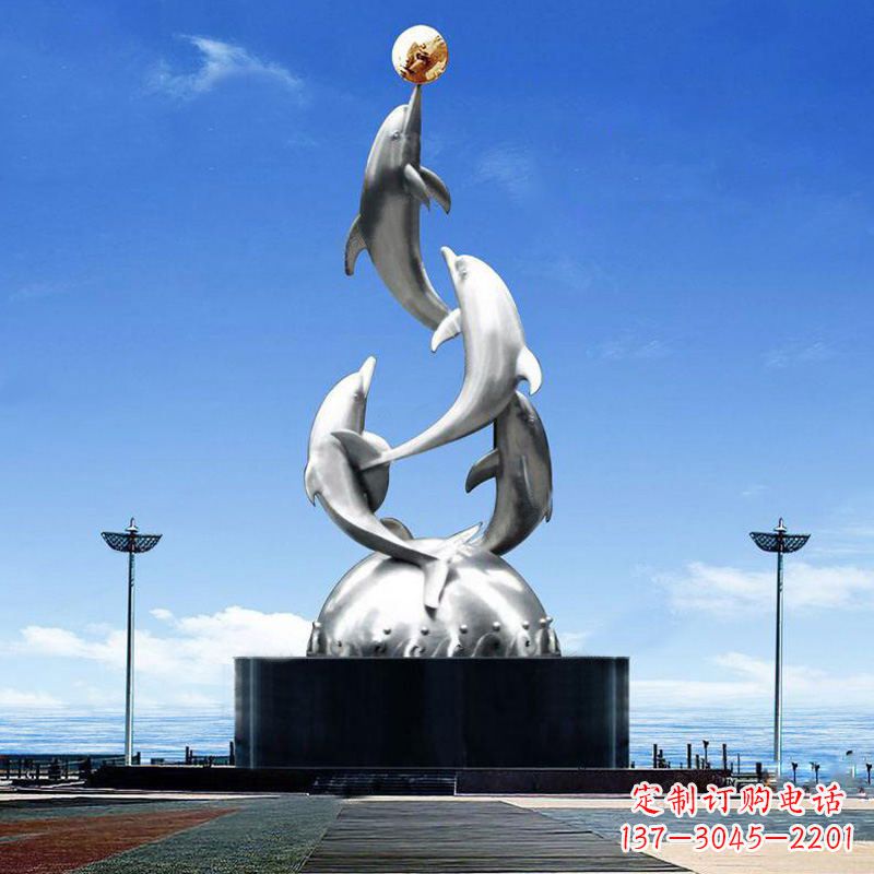 泉州引领潮流的不锈钢海豚雕塑