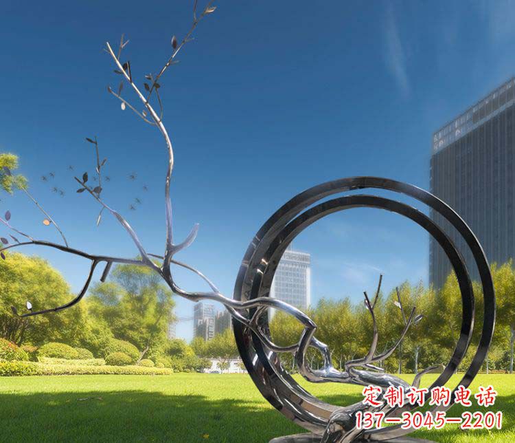 泉州大型不锈钢圆环景观雕塑