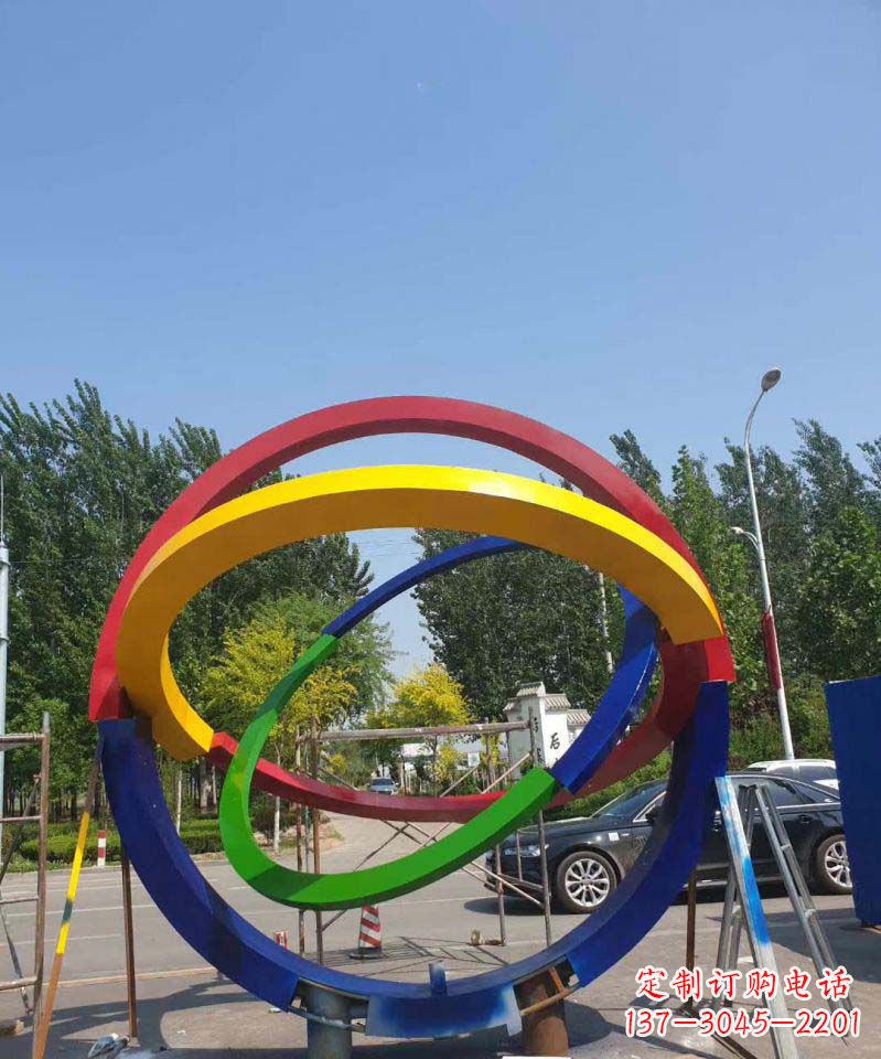 泉州大型不锈钢广场圆环景观雕塑