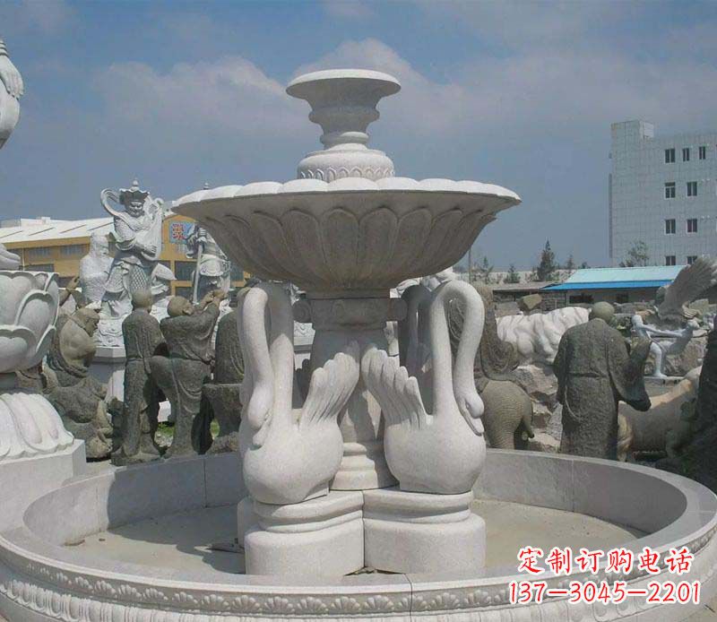 泉州汉白玉高端天鹅雕塑