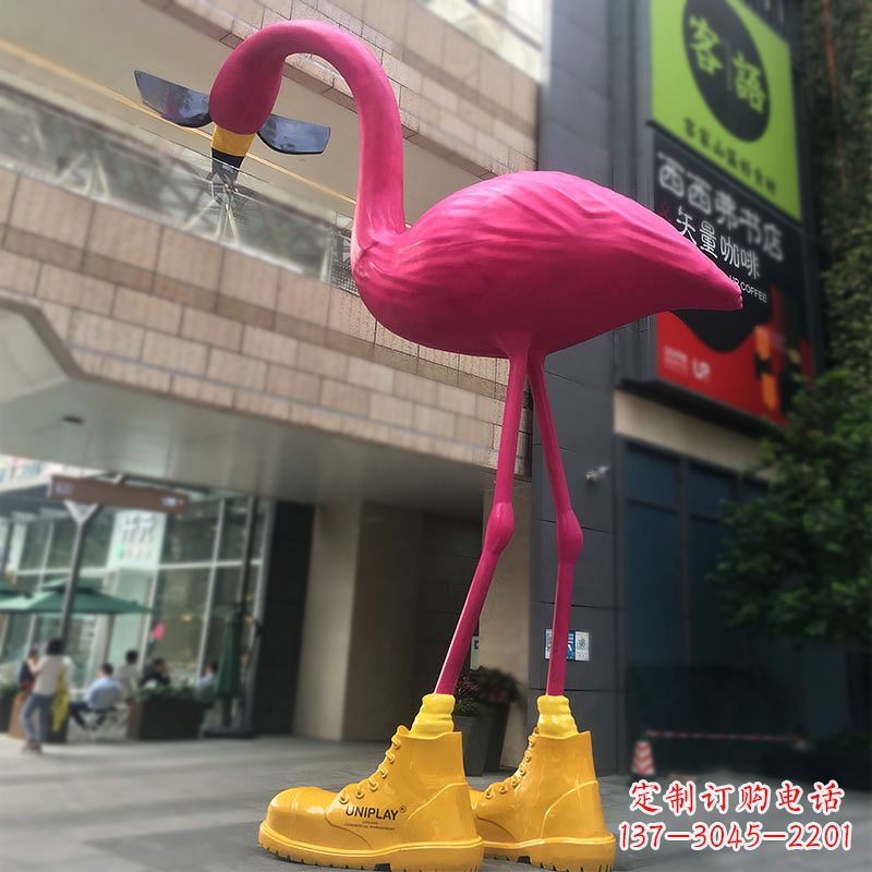 泉州大型卡通火烈鸟玻璃钢景观商场广场动物美陈雕塑