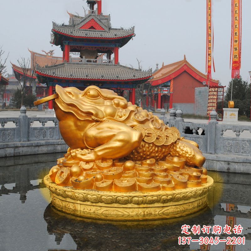 泉州大型鎏金金蟾景区水景神兽动物雕塑