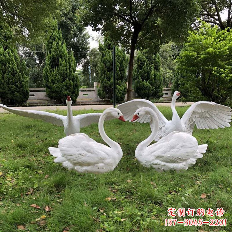 泉州大型天鹅摆件树脂景观雕塑庭院公园装饰发光动物雕塑