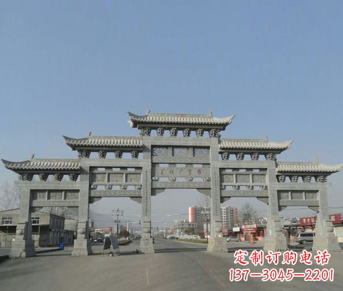泉州大型五门石雕牌坊 (2)