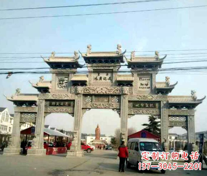 泉州大型五门石雕牌坊 (3)