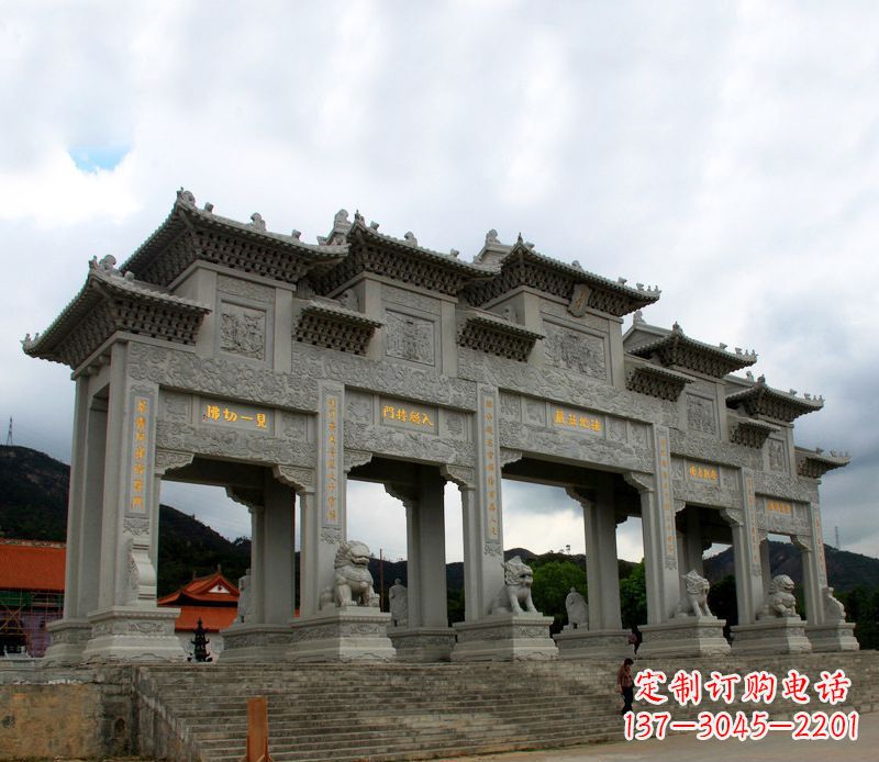 泉州大型五门石雕牌楼雕塑