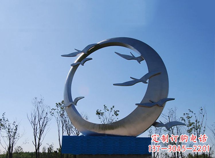 泉州大雁不锈钢景观标识,公园鸟类创意雕塑