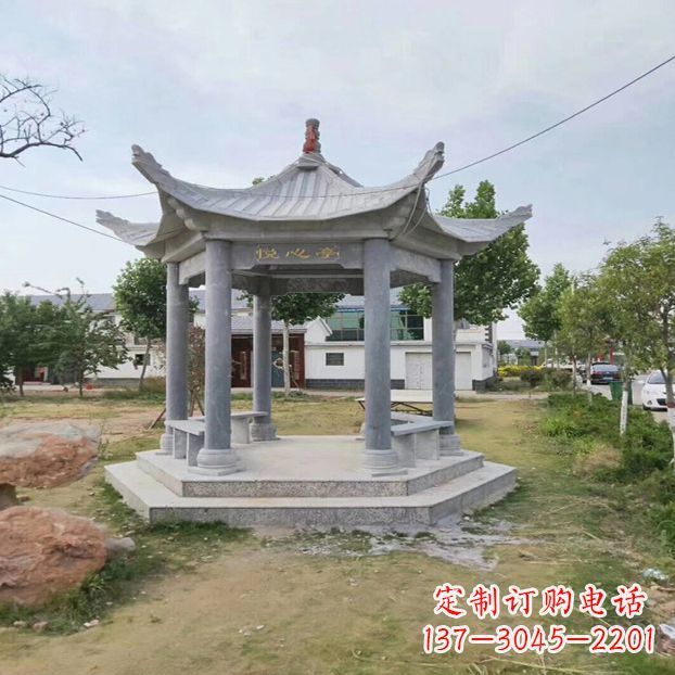 泉州单层六角石凉亭公园亭子