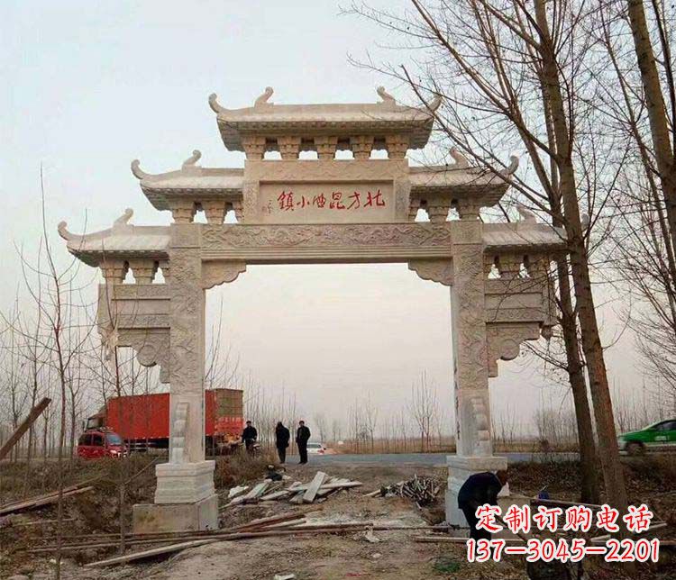 泉州单门大理石牌坊石雕_2