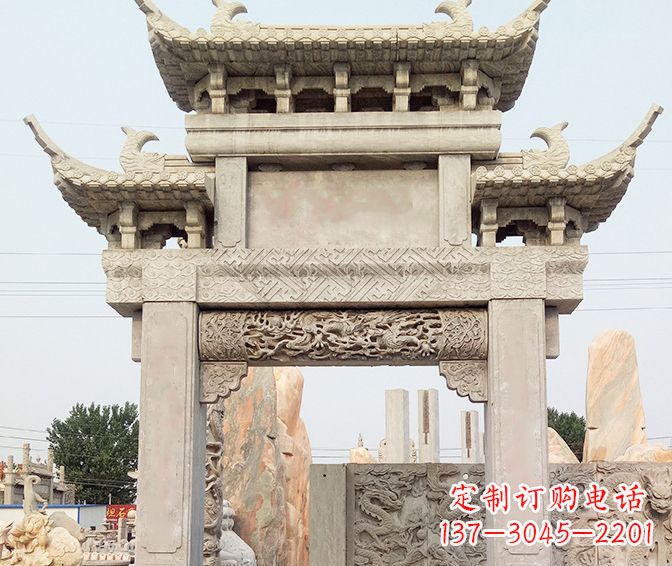 泉州单门大理石牌坊石雕