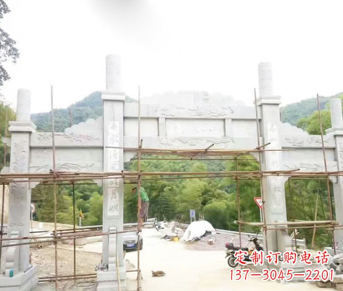 泉州道路三门牌坊石雕 (3)