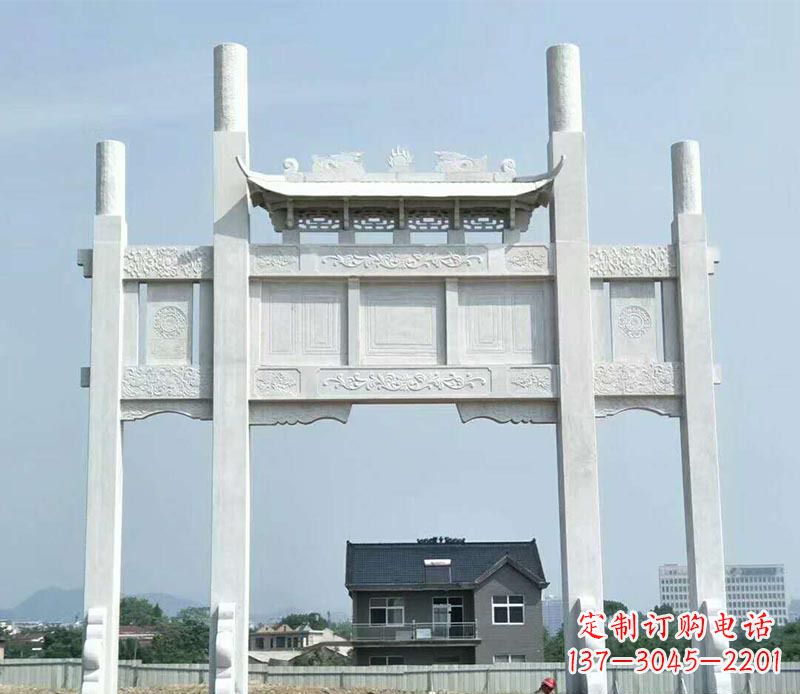 泉州道路三门牌坊石雕 (4)