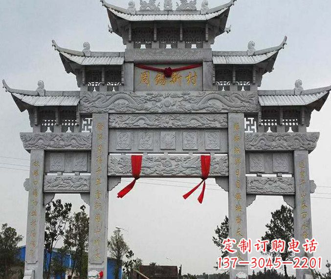 泉州道路三门牌坊石雕 (5)