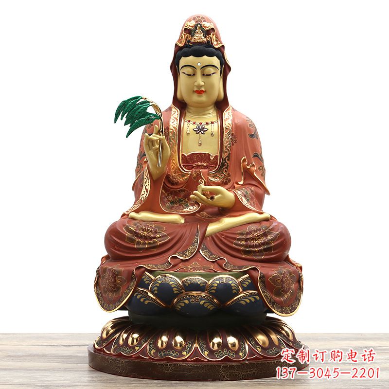 泉州精美观音彩绘铜雕雕塑摆件