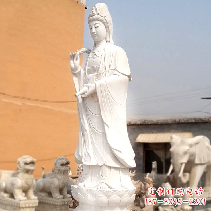 泉州滴水观音汉白玉石雕佛像