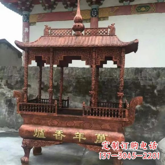 泉州雕刻蝙蝠铜香炉
