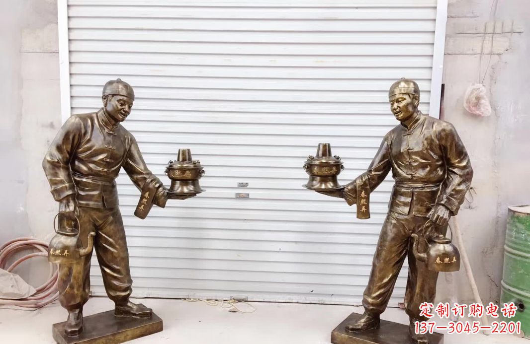 泉州店小二铜雕塑——传承传统铸造工艺