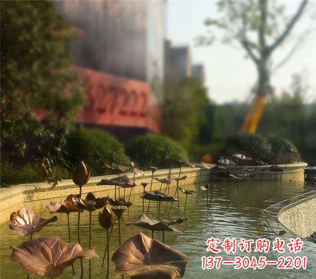 泉州荷叶风情传承——锻铜荷花荷叶小区景观雕塑