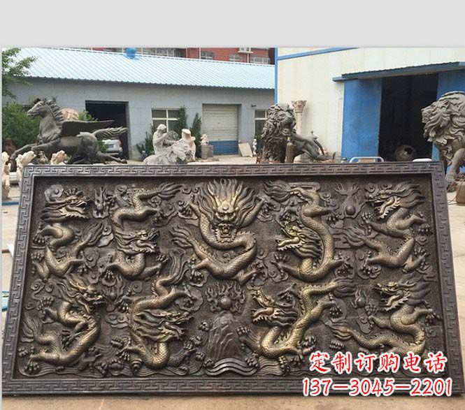 泉州锻铜九龙浮雕雕塑