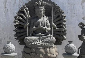 泉州宗教庙宇千手观音大理石雕塑