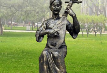 泉州高质量青铜人物弹琵琶雕塑
