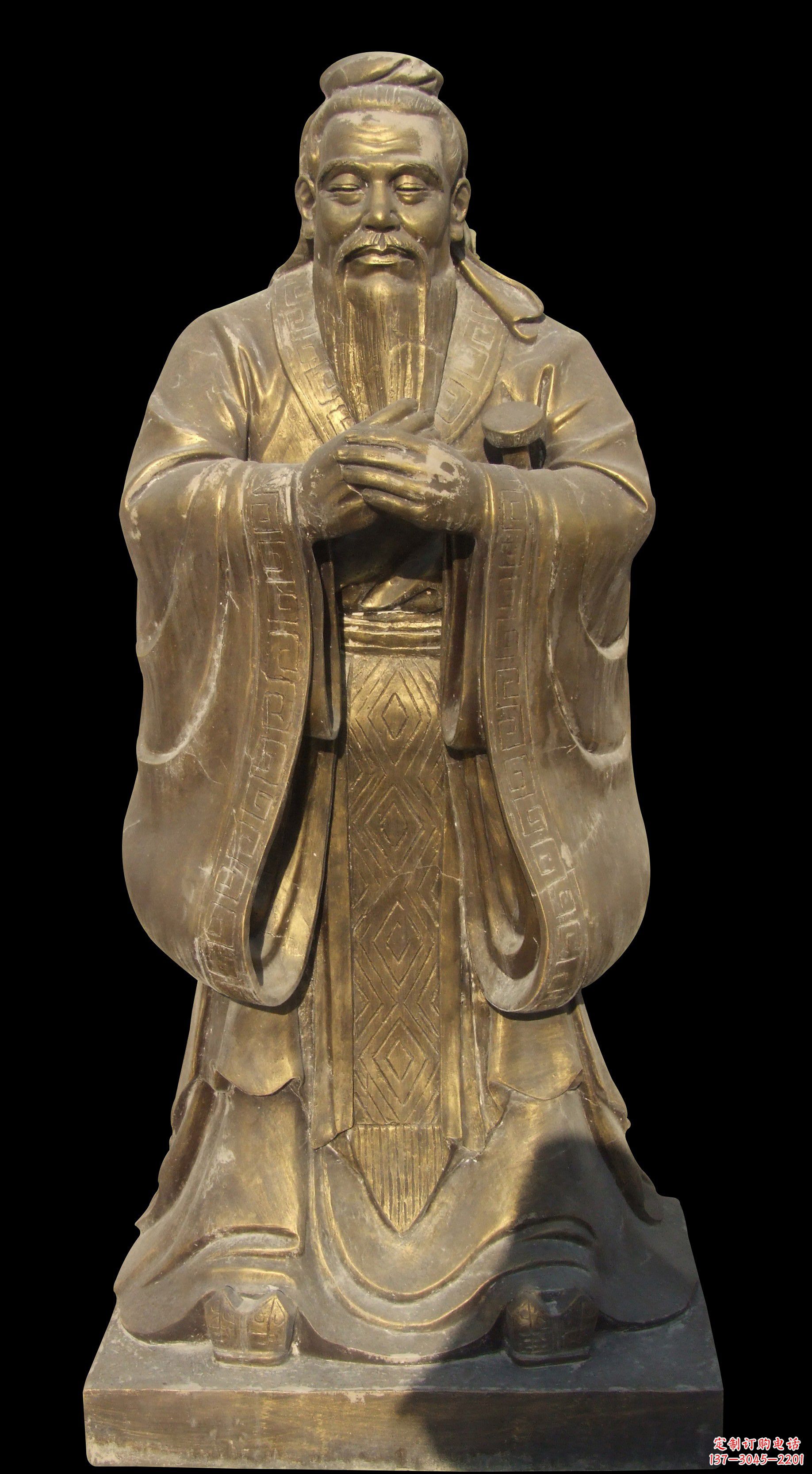 泉州手工精美锻铜孔子铜雕像