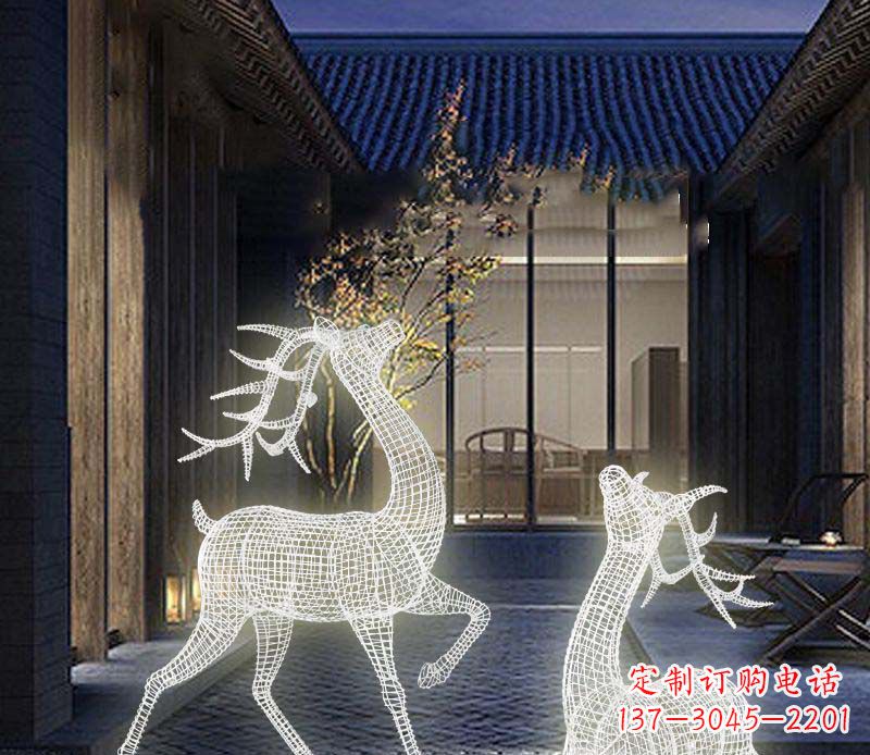 泉州发光镂空梅花鹿景观雕塑