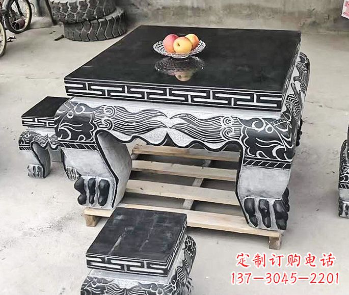 泉州中领雕塑方形仿古石桌凳