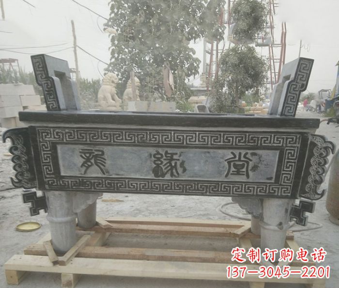 泉州方形四足香炉石雕艺术品