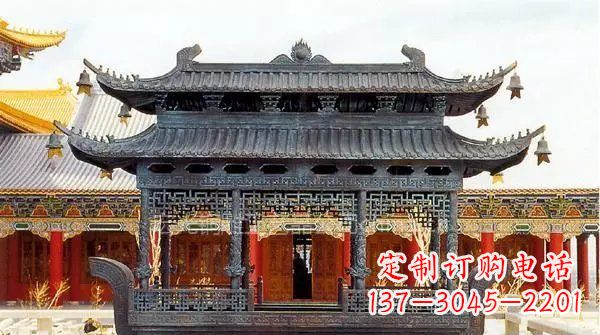 泉州方形寺庙香炉铜雕塑