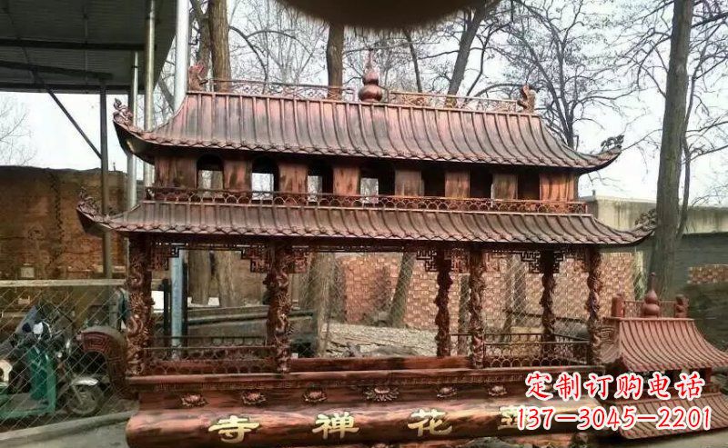 泉州方形寺庙香炉铜雕