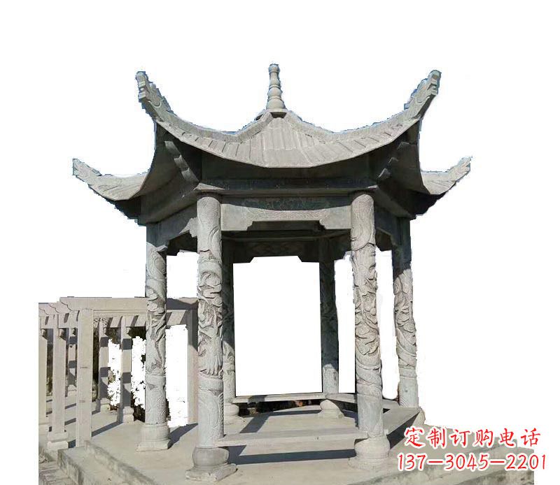 泉州仿古六角凉亭石雕 (10)