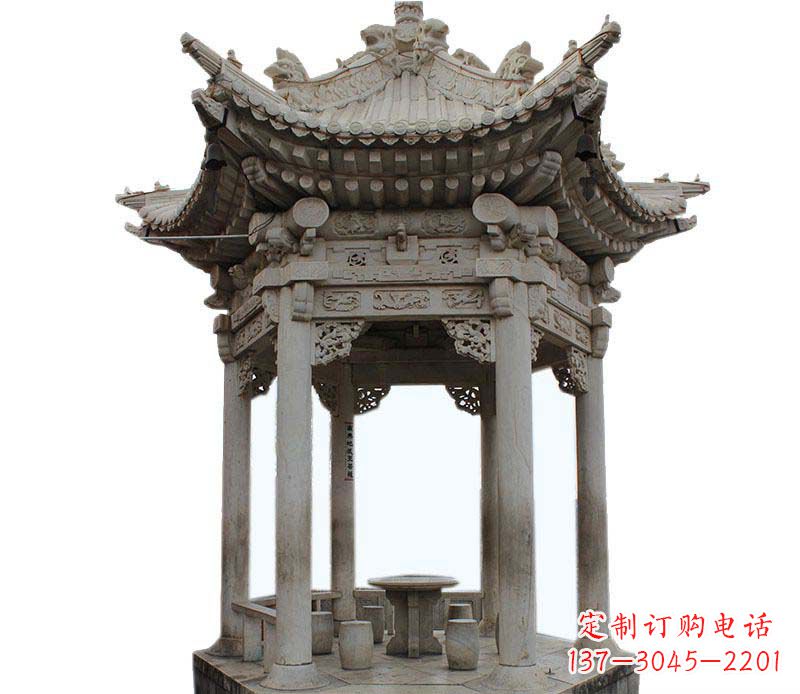 泉州仿古六角凉亭石雕