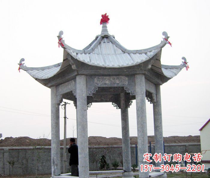 泉州仿古六角石凉亭雕塑