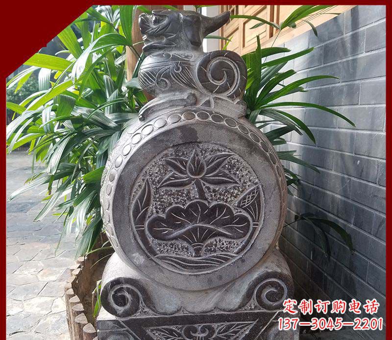 泉州仿古貔貅抱鼓石招财镇宅门墩石雕
