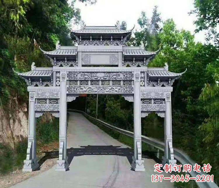 泉州仿古三门牌坊石雕