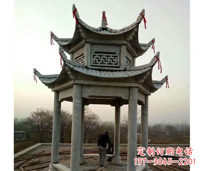 泉州仿古双层石雕凉亭