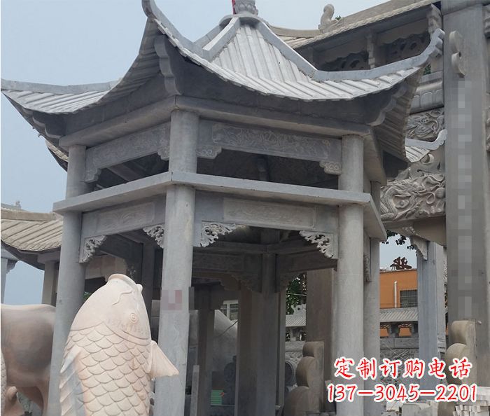 泉州精美仿古双层石雕凉亭