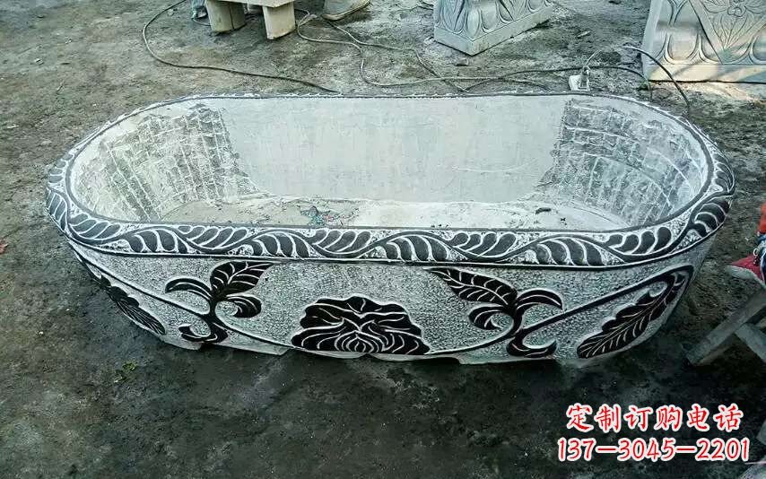 泉州风格独特的仿古石头水缸雕塑