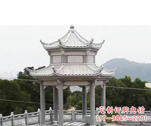 泉州仿古双层石雕凉亭