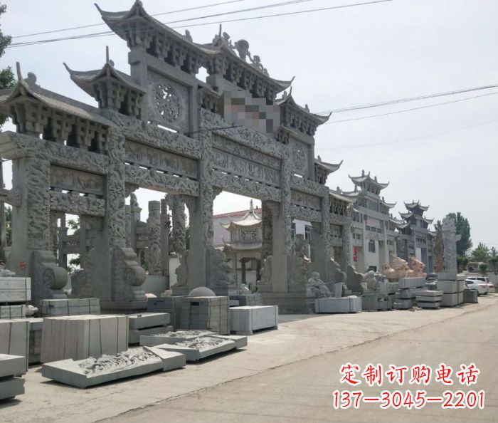 泉州仿古五门石雕牌坊