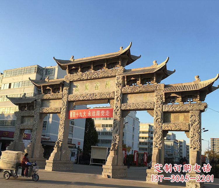 泉州仿古五门石牌坊石雕