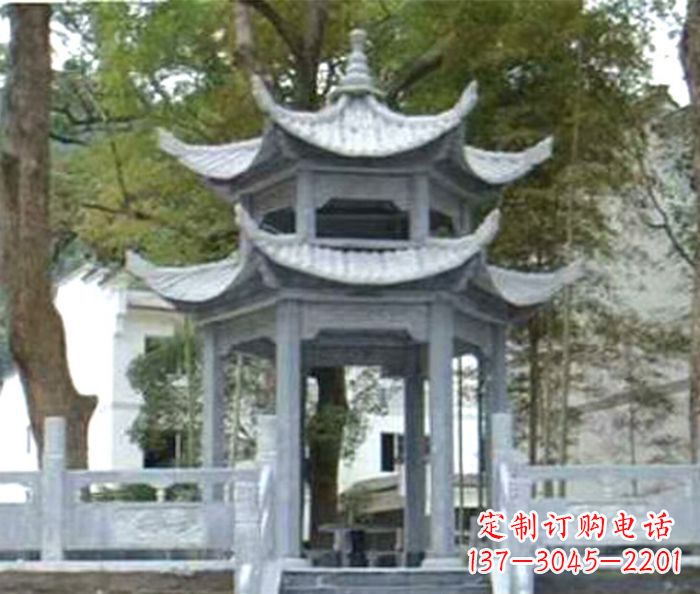 泉州仿古园林双层石雕凉亭