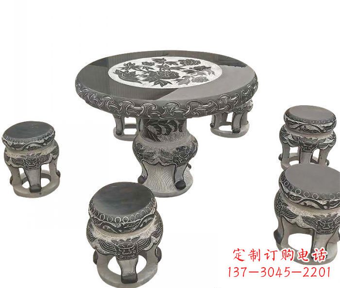 泉州仿古圆形石桌凳