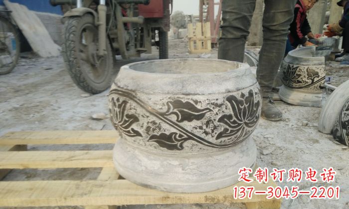 泉州仿古圆形水缸石雕 (4)