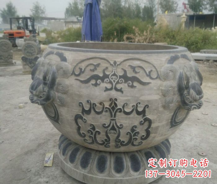 泉州仿古圆形水缸石雕 (3)